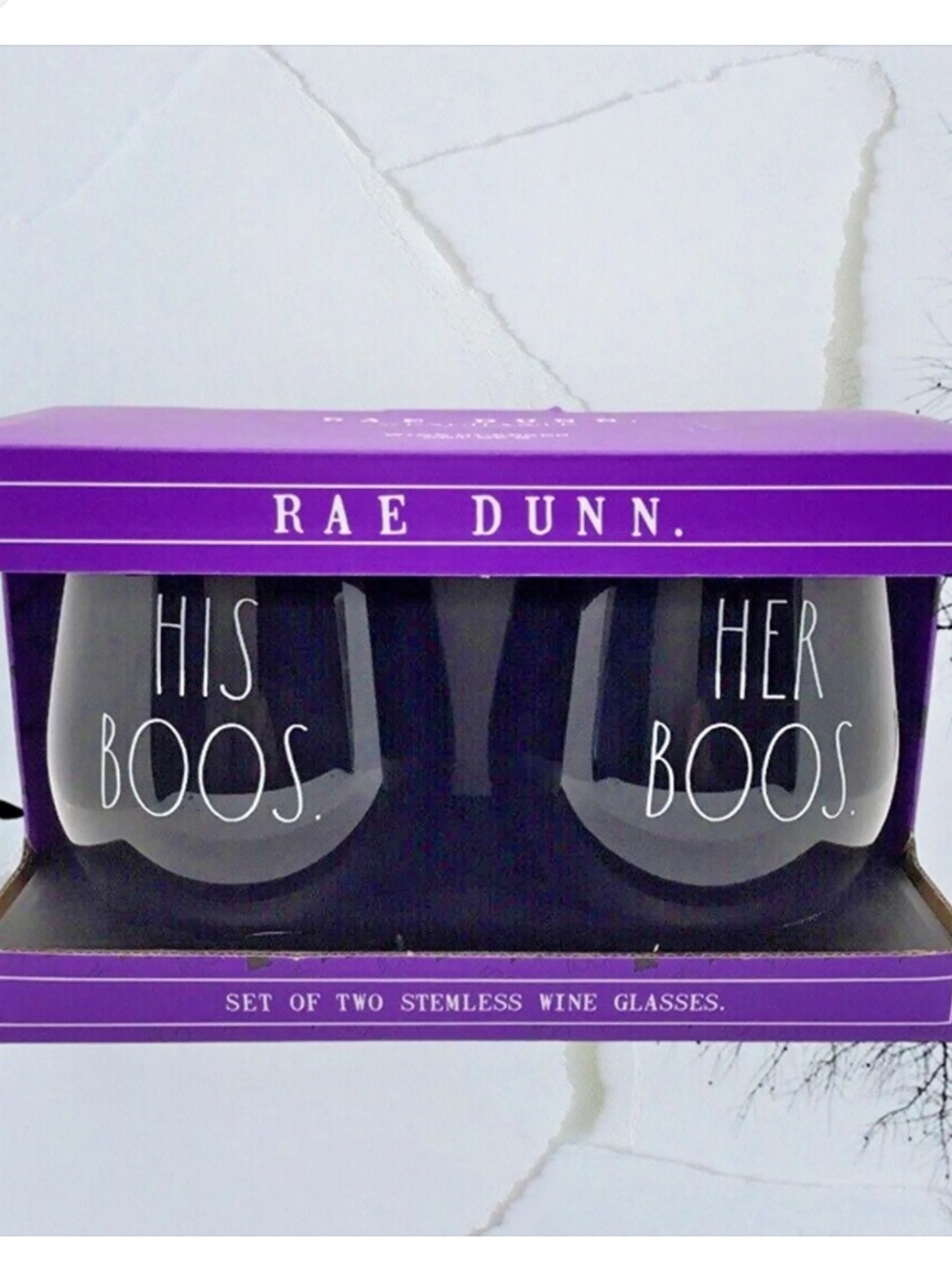 RAE DUNN Stemless Halloween Wine Glasses